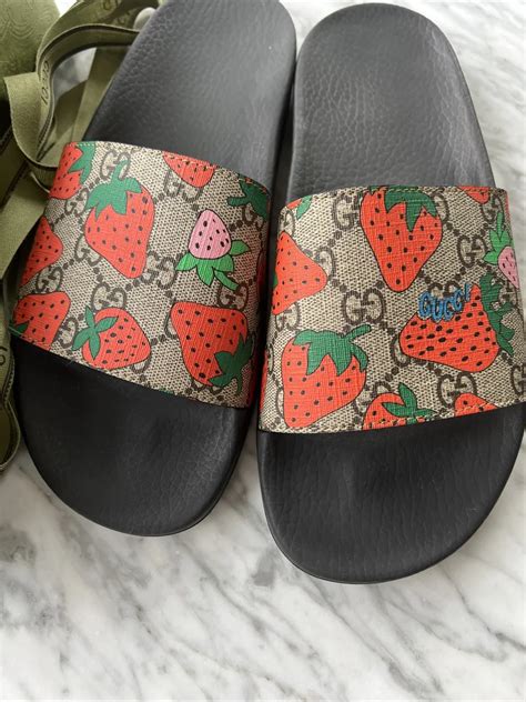 gucci sneakers with strawberries|gucci slides women strawberry.